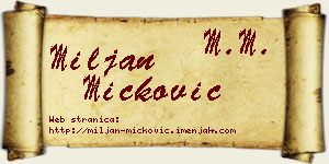 Miljan Micković vizit kartica